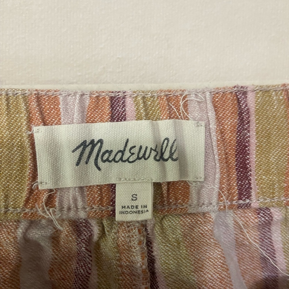 Madewell size S EUC pull on linen blend stripe rainbow relaxed fit shorts - Picture 4 of 7